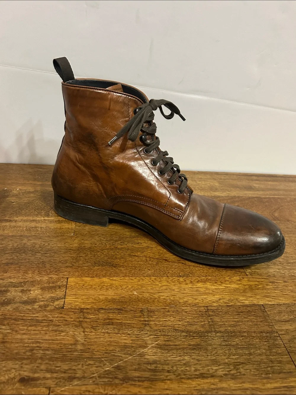 To Boot New York Adam Derrick Burkett Cognac Cap Toe Lace-Up Boot size 10 1/2